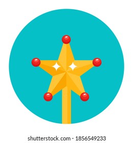 Diseño plano de la luz decorativa, icono de la estrella de navidad