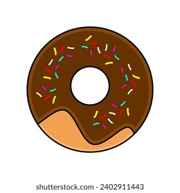 flat design of delicious children's favorite chocolate donuts