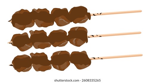 Flat Design Delicious Satay Skewers Street Food Illustration