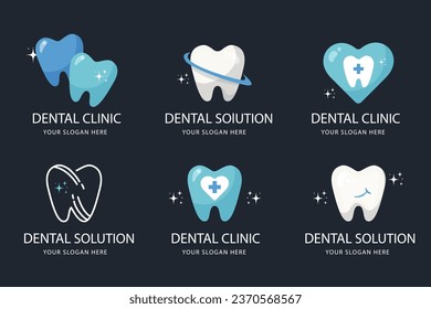 Plantilla de logotipo dental de diseño plano