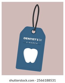  Flat Design Denti's Day Illustration with Tooth at Sale Tag