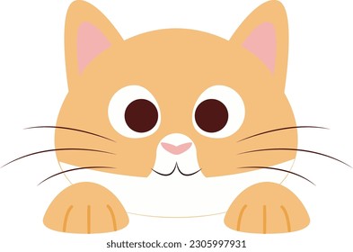 a flat design depicting a cat with a seductive expression with its eyes forming a heart and an open mouth, a cat in orange and white colors, this design can be used as a decorative element