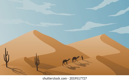 Flachdesign, Wüstenlandschaft, Hintergrund