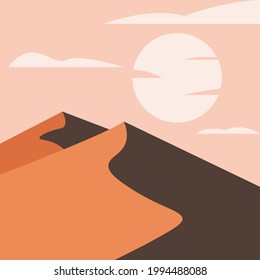Flat design Desert Landscape vector illustration, isolated on background