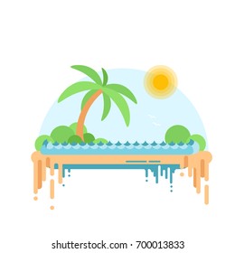 Flat design of desert oasis. Cartoon vector illustration