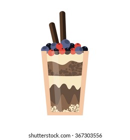flat design desserts and sweets with berries