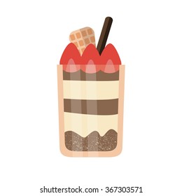 flat design desserts and sweets with strawberry