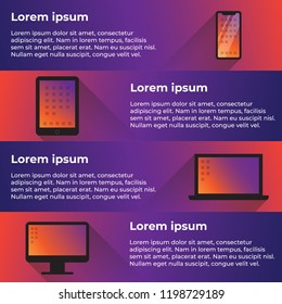 Flat design IT device infographic multicolor with text, Vector Illustration.