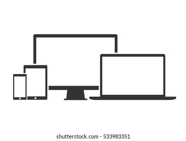 Flat design devices icons, technology - stock vector.