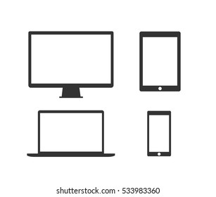 Flat design devices icons, technology - stock vector.