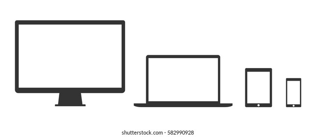 Flat design devices icons, technology - stock vector.