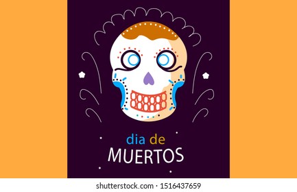 Flat design of dia de muertos background  Vector