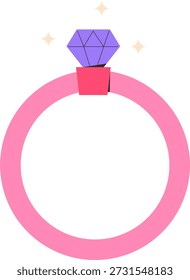Anillo de compromiso de diamantes de diseño plano con icono de destellos