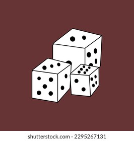 flat design of dice for playing lottery