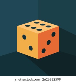 flat design dice. simple dice design. dice at the corner of the room. dice logo
