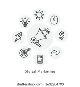 Flat design digital marketing concept.
