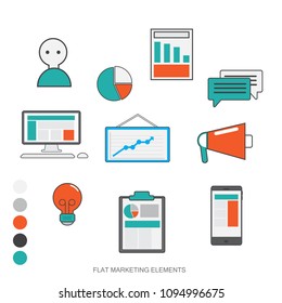 Flat design digital marketing concept.icon flat style.