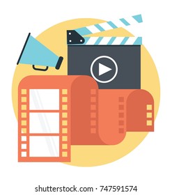 Flat design digital media concept and Video Production Vector Icon