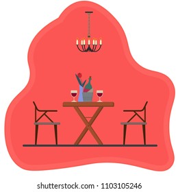 flat design dinner table for first date vector