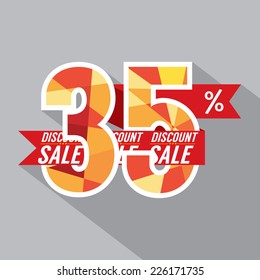 Flat Design Discount 35 Percent Off Vector Illustration