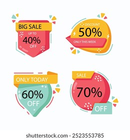 flat design discount numbers set. sale banner