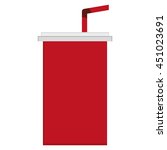 flat design disposable cup with straw icon vector illustration