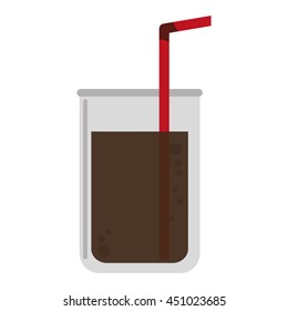 flat design disposable cup with straw icon vector illustration