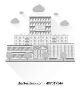 Flat design district of the city in shades of gray