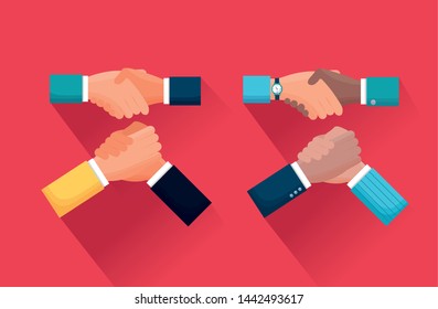 flat design diversity people business handshake vector illustration