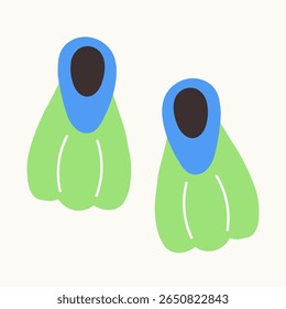 Flat Design Diving Flippers for Snorkeling and Scuba Gear 