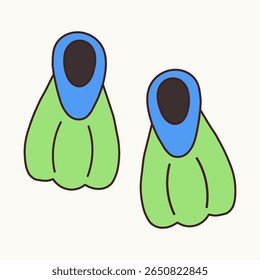 Flat Design Diving Flippers for Snorkeling and Scuba Gear - Outline vector illustration