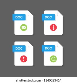 Flat design with Doc files download document,icon,symbol set, vector design element illustration