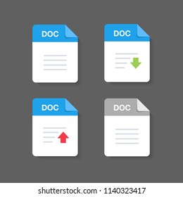 Flat design with Doc files download document,icon,symbol set, vector design element illustration