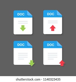 Flat design with Doc files download document,icon,symbol set, vector design element illustration