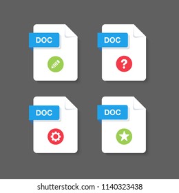 Flat design with Doc files download document,icon,symbol set, vector design element illustration