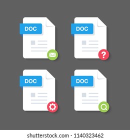Flat design with Doc files download document,icon,symbol set, vector design element illustration