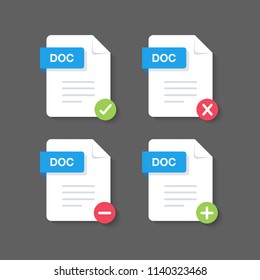 Flat design with Doc files download document,icon,symbol set, vector design element illustration
