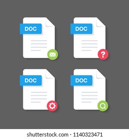 Flat design with Doc files download document,icon,symbol set, vector design element illustration