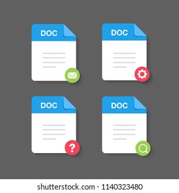 Flat design with Doc files download document,icon,symbol set, vector design element illustration