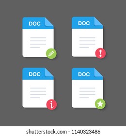 Flat design with Doc files download document,icon,symbol set, vector design element illustration