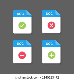 Flat design with Doc files download document,icon,symbol set, vector design element illustration