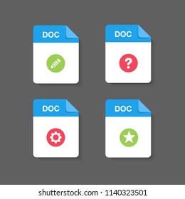 Flat design with Doc files download document,icon,symbol set, vector design element illustration