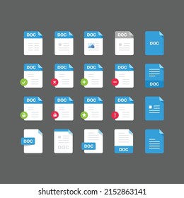 Flat design with DOC files icon set ,symbol set, vector design element illustration