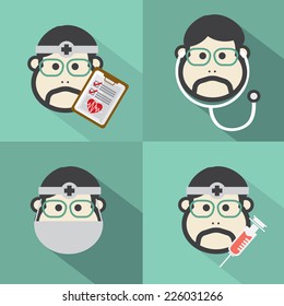Flat Design Doctor Icon With Long Shadow Effect Vector Illustration