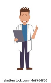 flat design doctor or medic with clipboard icon vector illustration