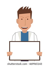 flat design doctor or medic with smallboard icon vector illustration