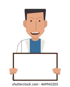 flat design doctor or medic with smallboard icon vector illustration