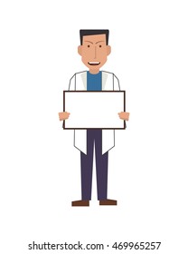 flat design doctor or medic with smallboard icon vector illustration