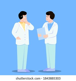 diseño plano de los médicos discutían sobre salud pública