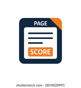 A flat design document icon displaying a score button symbolizing academic achievement or performance metrics. Useful for educational or business assessment themes.